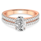 3.56 Ct Oval Cut Tosca Secret Halo Double Band Lab Diamond Ring in 14kt Rose Gold front image