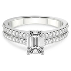 3.81 Ct EMERALD Cut Tosca Secret Halo Double Band Lab Diamond Ring in Platinum front image