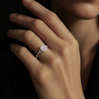 14kt White Gold Cathedral Split Shank Solitaire Lab Diamond Ring model image two