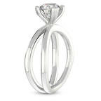 5.48 Ct OVAL Cut Stella Criss Cross Solitaire Lab Diamond Ring in 14kt White Gold left