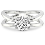 14kt White Gold Stella Criss Cross Solitaire Lab Diamond Ring front image