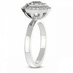2.31 Ct Round Cut Upturned Dome Bezel Halo Lab Diamond Ring in Platinum left