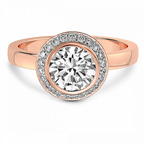 10kt Rose Gold Upturned Dome Bezel Halo Lab Diamond Ring front image