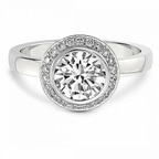 10kt White Gold Upturned Dome Bezel Halo Lab Diamond Ring front image