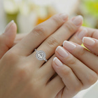 14kt White Gold Bell Dome Bezel Halo Eternity Lab Diamond Ring model image