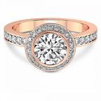 9ct Rose Gold Bell Dome Bezel Halo Eternity Lab Diamond Ring front image