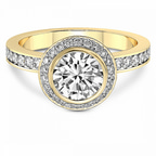 9ct Yellow Gold Bell Dome Bezel Halo Eternity Lab Diamond Ring front image