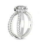 4.00 Ct Cushion Cut Electra Criss Cross Halo Lab Diamond Ring in 14kt White Gold left