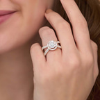 18kt Yellow Gold Electra Criss Cross Halo Lab Diamond Ring model image