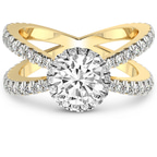 18kt Yellow Gold Electra Criss Cross Halo Lab Diamond Ring front image