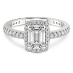 1.88 Ct EMERALD Cut Klarissa Halo Lab Diamond Eternity Ring in Platinum front image