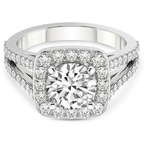 3.18 Ct ROUND Cut Rosalind Split Shank Halo Lab Diamond Ring in 14kt White Gold front image