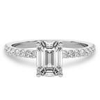 5.34 Ct EMERALD Cut Venetia Half Eternity Lab Diamond Ring in 10kt White Gold front image