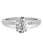 1.78 Ct Oval Cut Venetia Half Eternity Lab Diamond Ring in 18kt White Gold front image