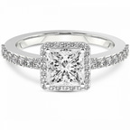 1.48 Ct PRINCESS Cut Lumina Halo Lab Diamond Eternity Ring in 14kt White Gold front image