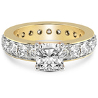 3.94 Ct Cushion Cut Madeline Full Eternity Lab Diamond Ring in 18kt Yellow Gold front image