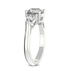 2.51 Ct Oval Cut Della Three stone Side Pear Lab Diamond Ring in 14kt White Gold left