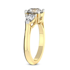 1.79 Ct Round Cut Della Three stone Side Pear Lab Diamond Ring in 14kt Yellow Gold left