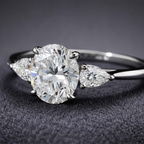 14kt Rose Gold Della Three stone Side Pear Lab Diamond Ring color product image one