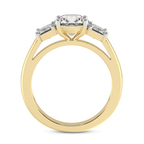 6.08 Ct Round Cut Lauren Three stone Side Emerald Lab Diamond Ring in 18kt Yellow Gold right