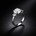 2.82 ct. round Lauren Side Emerald Ring in 14kt yellow gold color product image two
