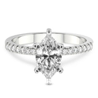 4.37 Ct MARQUISE Cut Sara Tapered Eternity Lab Diamond Ring in 14kt White Gold front image