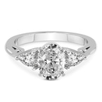 6.13 Ct Oval Cut Leona Three stone Side Pear Lab Diamond Ring in Platinum front image