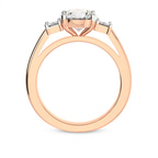9ct Rose Gold Denise Three stone Side Emerald Lab Diamond Ring side right image one