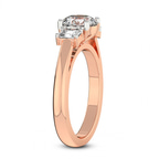 9ct Rose Gold Denise Three stone Side Emerald Lab Diamond Ring standing product image one