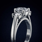 Platinum Denise Three stone Side Emerald Lab Diamond Ring color product image two