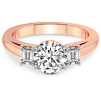 9ct Rose Gold Denise Three stone Side Emerald Lab Diamond Ring front image