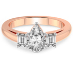 1.38 ct. pear Denise Side Emerald Ring in 10kt rose gold front image