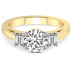 14kt Yellow Gold Denise Three stone Side Emerald Lab Diamond Ring front image