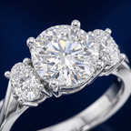 2.82 ct. round Dionne Side Oval Ring in 18kt white gold color product image one