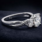 2.82 ct. round Dionne Side Oval Ring in 18kt white gold color product image two