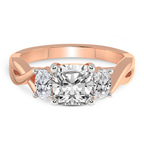 1.02 ct. cushion Dionne Side Oval Ring in 14kt rose gold front image