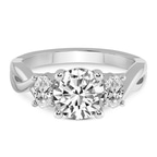 14kt White Gold Dionne Three Stone Side Oval Lab Diamond Ring front image