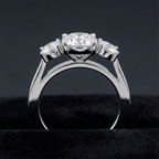 10kt Rose Gold Kinsley Three Stone Side Cushion Lab Diamond Ring color product image two