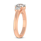 9ct Rose Gold Emery Three Stone Side Cushion Lab Diamond Ring standing product image one