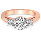 9ct Rose Gold Emery Three Stone Side Cushion Lab Diamond Ring front image