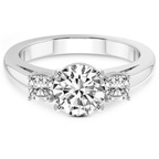 18kt White Gold Emery Three Stone Side Cushion Lab Diamond Ring front image
