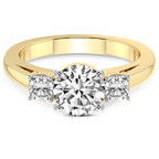 9ct Yellow Gold Emery Three Stone Side Cushion Lab Diamond Ring front image