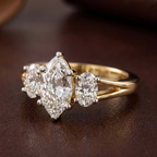 1.38 ct. pear Bethany Side Oval Ring in 10kt yellow gold color product image one