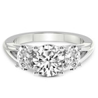 Platinum Bethany Three Stone Side Oval Lab Diamond Ring front image