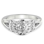 2.48 Ct Oval Cut Bethany Three Stone Side Oval Lab Diamond Ring in Platinum front image