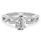 1.25 Ct OVAL Cut Lorene Twisted Shank Lab Diamond Ring in 14kt White Gold front image