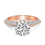 9ct Rose Gold Dua Side Stone Knife Edge Lab Diamond Ring front image