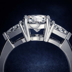 10kt Rose Gold Caroline Three Stone Side Trillion Lab Diamond Ring color product image two