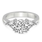 14kt White Gold Caroline Three Stone Side Trillion Lab Diamond Ring front image