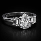10kt White Gold Dianna Three Stone Side Trapezium Lab Diamond Ring color product image one